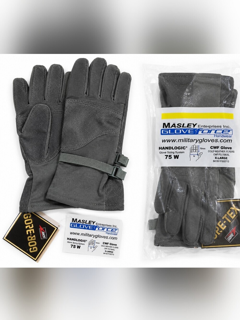 Masley Glove Force CWF Cold Weather Flyers Gloves Gore-Tex Gray Size XL 75W NIP